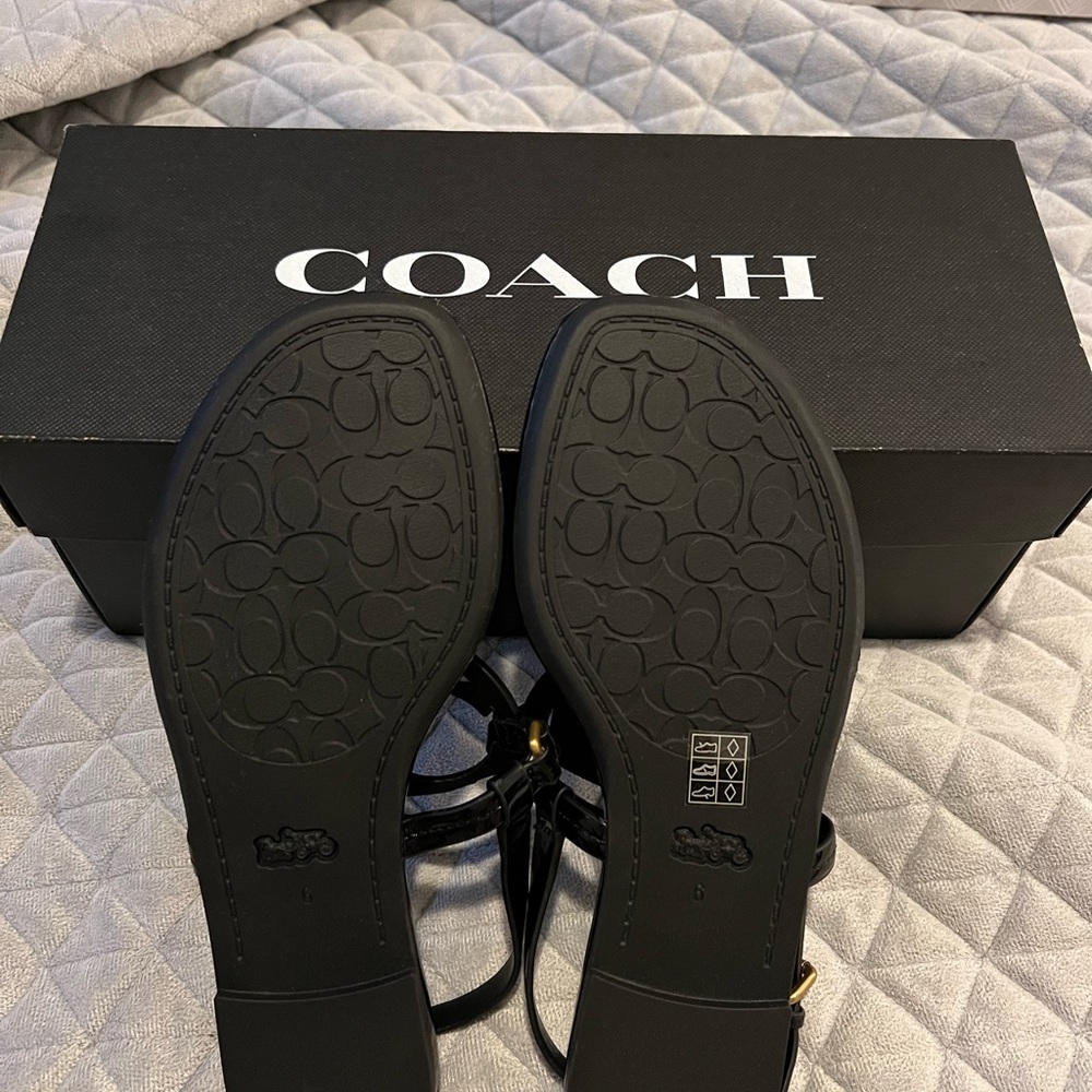 Coach Jeri Patent Leather Sandal Black  Never Worn Brand New Size 6 - Picture 3 of 6